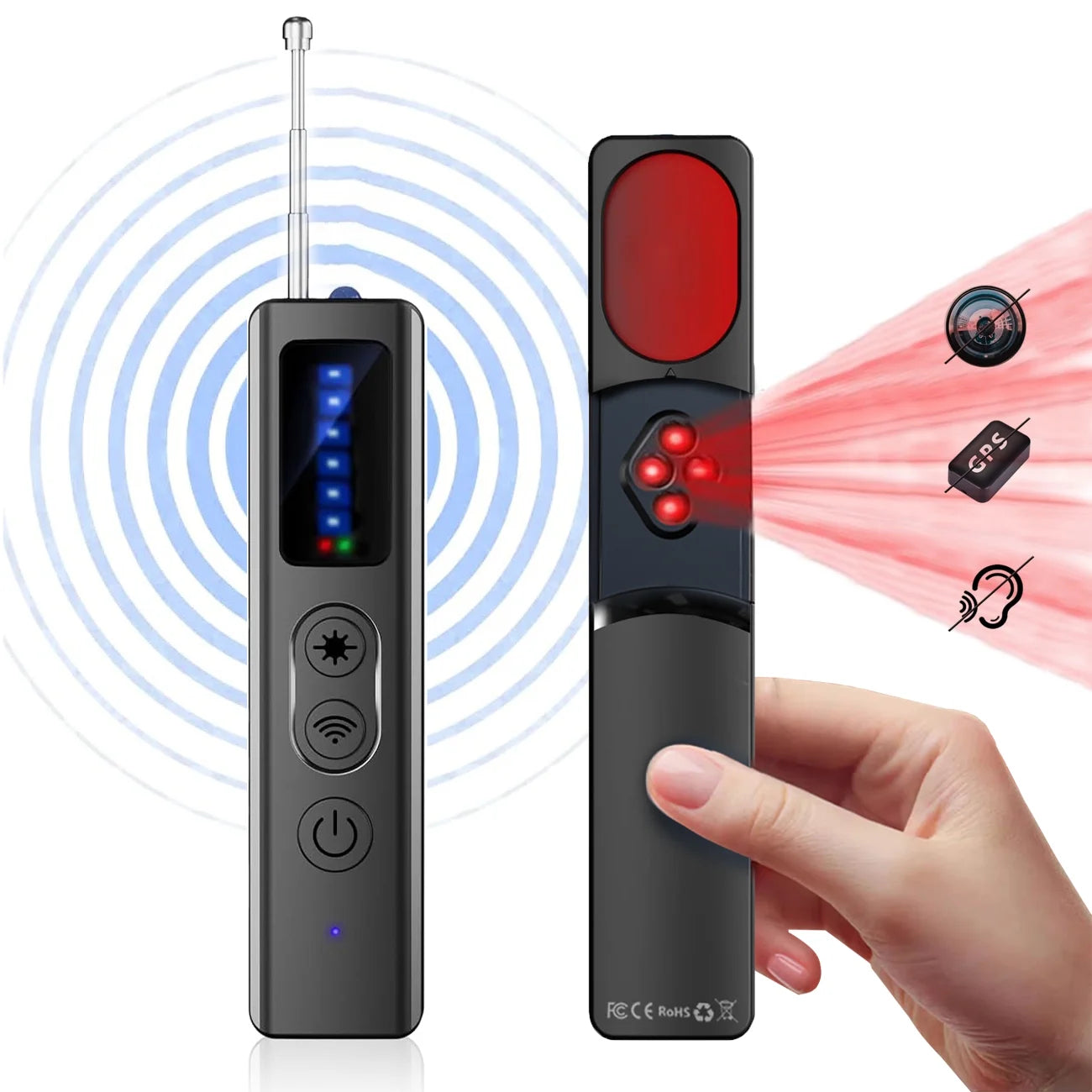 Hidden Camera Detector, Portable Listening/Gps Tracker Detector, Hidden Devices Detector, RF Wireless Signal Scanner for Home Office Travel, Camera Finder Device Detector